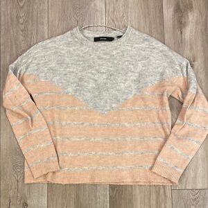 Vero Moda Gray and Peach Striped Sweater